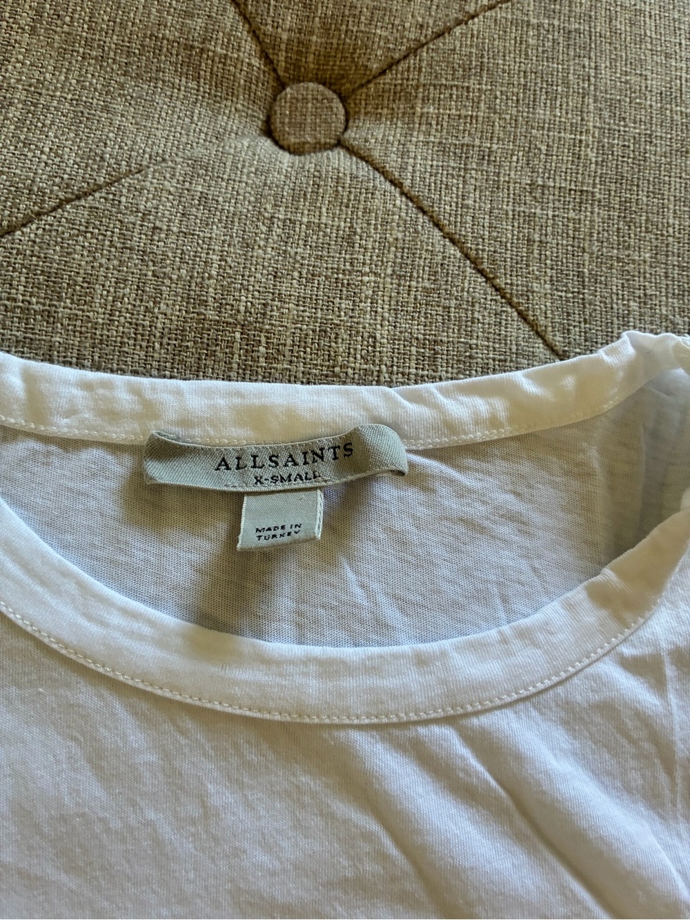 AllSaints White Crewneck Short Sleeve Tee - Picture 2 of 3